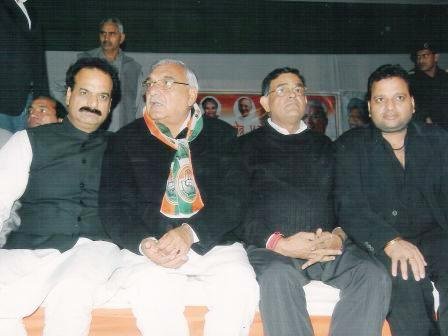 CM Haryana Sh. Bhupinder Singh Horda, J.s Nayol and Dharam Gupta on stage during elections in 2009